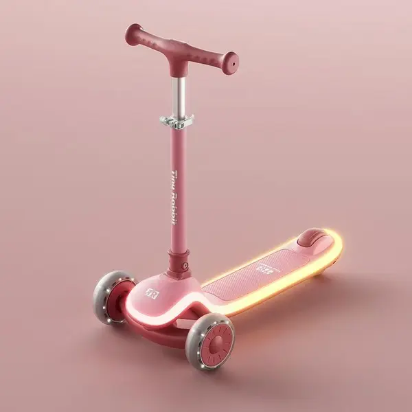 Trotineta pliabila pentru copii Nichiduta Magic Ride Pink, cu lumini LED, ghidon reglabil pe inaltime, manere ergonomice, frana pe roata din spate, roti silentioase, dimensiune 60 x 84 cm