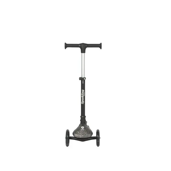 Trotineta pliabila pentru copii Qplay Sparkling Negru, roti luminoase cu led, platforma antiderapanta, ghidon cu inaltime reglabila, greutate admisa 50 kg