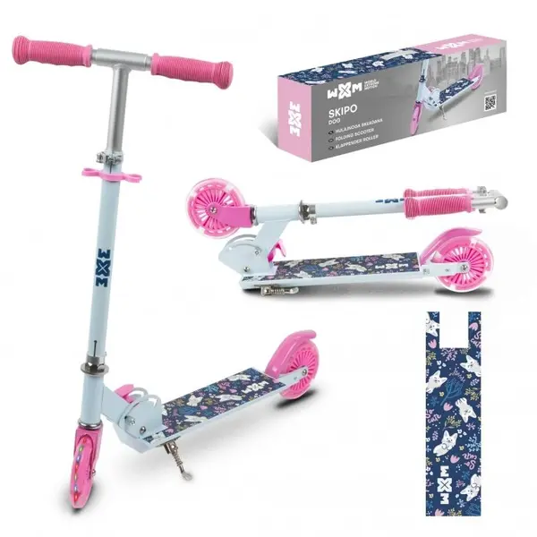 Trotineta pliabila pentru copii WXM Skipo Dog, cadru din aluminiu, roti cu lumini led, greutate admisa 50 kg