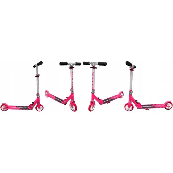 Trotineta pliabila R-Sport H6 roz cu roti din cauciuc, frana de picior, ghidon reglabil, greutate admisa 100 kg