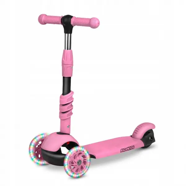 Trotineta Ricokids Todi, 3 in 1, roti LED, roz KID611668, la doar 231,00 lei