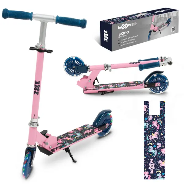 Trotineta WXM SKIPO Unicorn, pliabila, 2 roti, LED, aluminiu KID098095, la doar 148,00 lei