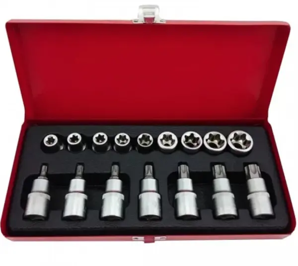Trusa 16 piese 1/2 chei tubulare torx si capete biti torx