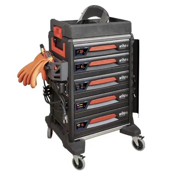 Trusa carucior cu scule izolate 1000V VDE eMobility Wiha 45801, 102 piese