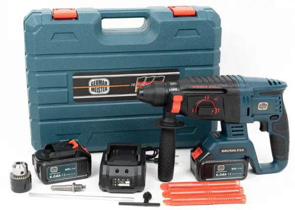 Trusa ciocan rotopercutor German Meister cu 2 acumulatori 36V - 6 ah