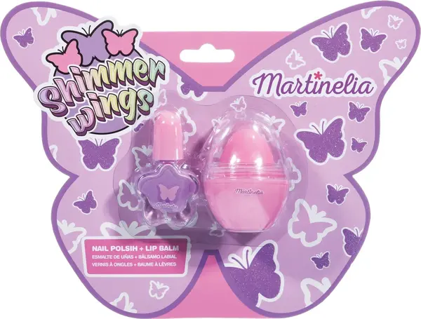 Trusa de cosmetice pentru copii Martinelia - Shimmer Wing, balsam de buze și lac de unghii