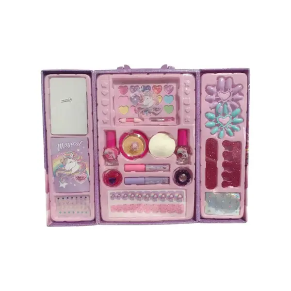 Trusa de machiaj pentru fetite in cutie de depozitare, Non-toxic, +5 ani, 28x17x12 cm, You Go Girl Engros