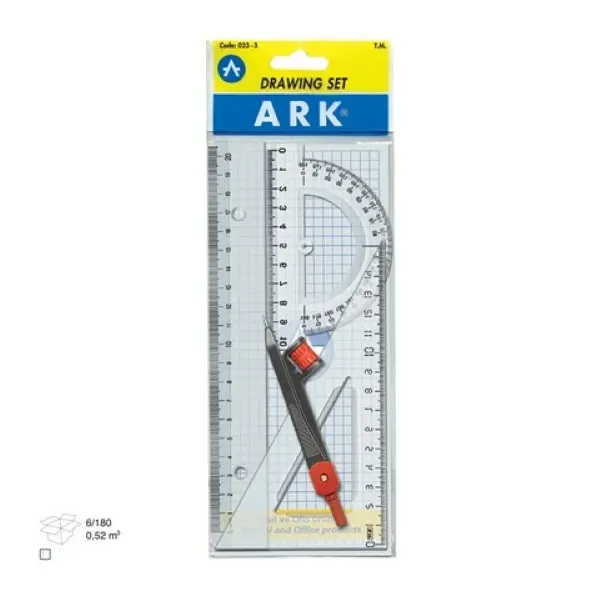 Trusa geometrie 4 piese, 20cm, ARK