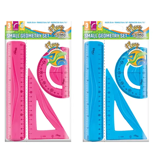 Trusa geometrie flexibila, 3 piese, 20cm, S-cool