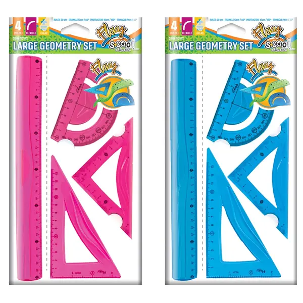 Trusa geometrie flexibila, 4 piese, 30cm, S-cool