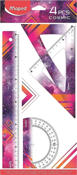 Trusa geometrie Maped Comics - 4 piese, roz