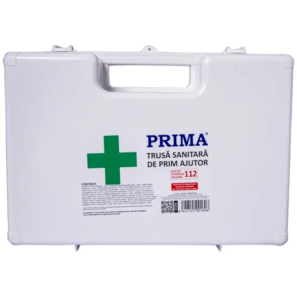 Trusa sanitara prim ajutor detasabila cu suport de perete avizata MS, valabilia 2 ani