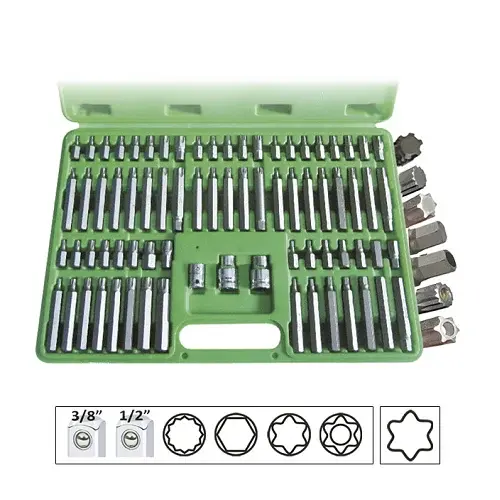 Trusa Speciala Capete Surubelnita 74 Piese Pentru Suruburi Ribe 12 Fete Torx Hexagonal Jbm