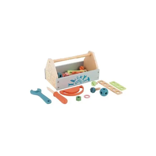 Trusa unelte Ecotoys, lemn, multicolor KID970766, la doar 41,00 lei