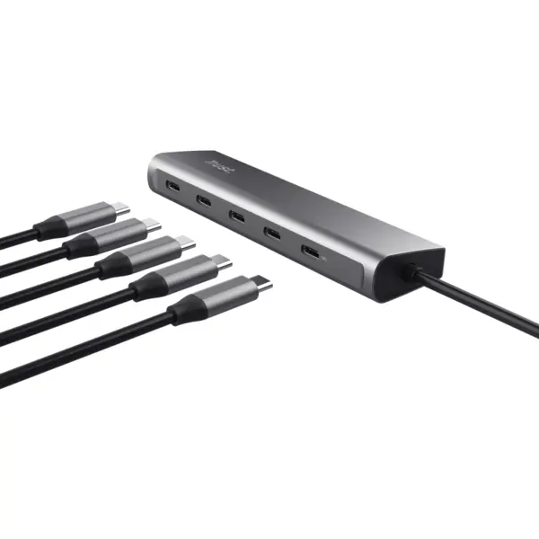 Trust Hub USB Trust Halyx TR-25136, 5 USB Type-C, 100 W, Gri