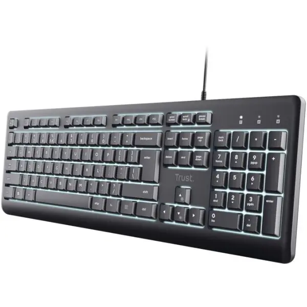 Trust Tastatura cu fir Trust Primo, membrana, iluminare, numar taste 104, Gri
