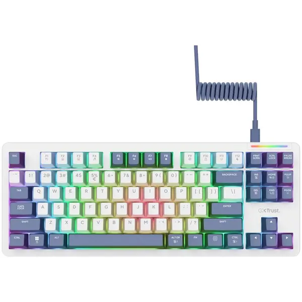 Trust Tastatura mecanica cu fir Trust GXT 872 Xyra TKL, backlight, numar taste 87, Alb