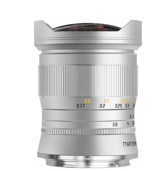 TTArtisan 11mm F2.8 Obiectiv Fisheye Canon RF, Argintiu, Diafragma F2.8-F16, Focalizare Manuala, Unghi de Vizualizare 180°