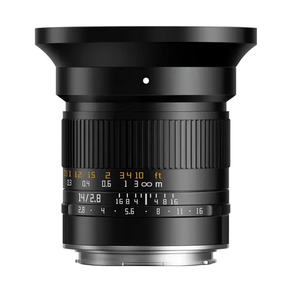 TTArtisan 14mm F2.8 Obiectiv Manual, Montura L, Unghi 114°, Diafragma F2.8-F16, Focalizare 0.2m, Negru