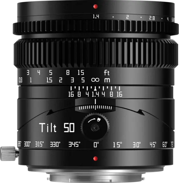 TTArtisan Tilt 50mm F1.4 Obiectiv M43, Focalizare Manuala, Filtru 62mm, Unghi 45°, Inclinare 8°, 452g