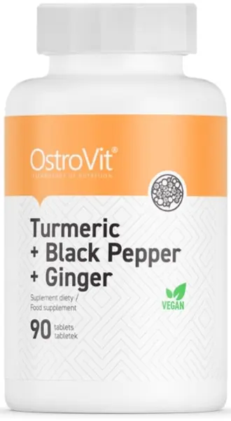 Turmeric + Black Pepper + Ginger, 90 tablete, OstroVit