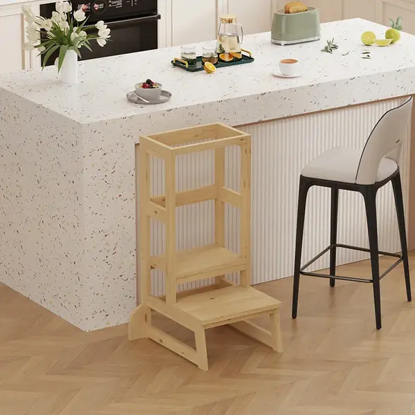 Turn de invatare pentru copii Chiquel pakoworld din lemn, stil Montessori, in culoarea naturala, 45.7x51x90cm Turn de învățare pentru copii Chiquel pakoworld din lemn, stil Montessori, în culoarea naturală, 45.7 x 51 x 90 cm