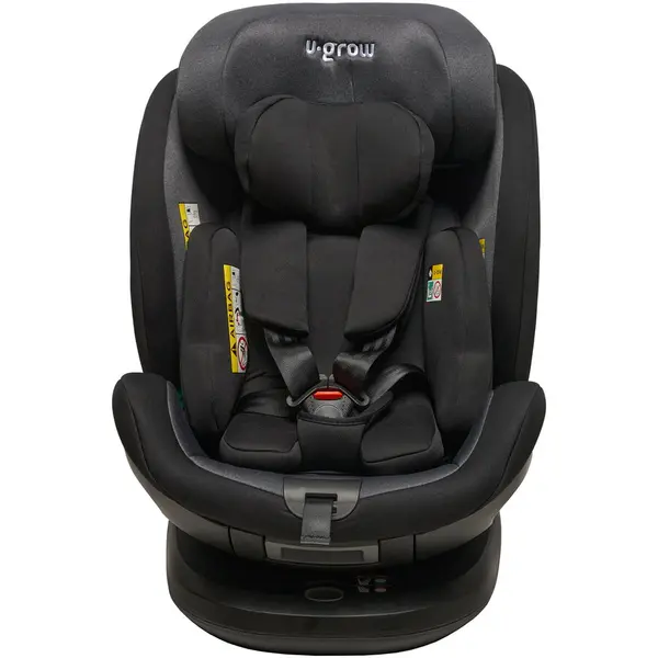 U-GROW Scaun auto pentru copii U-grow, I-Size, R 129, rotativ 360 grade, 5 pozitii de ajustare pe spate , 10 pozitii de ajustare a tetierei pe inaltime, cu isofix, 40-150 cm, Negru