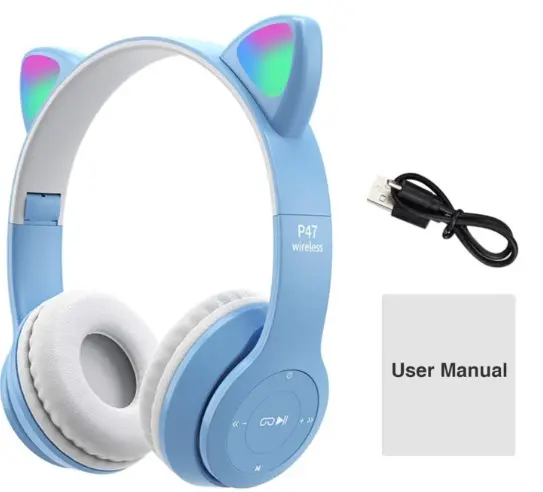 UB Casti Wireless copii urechi pisica P47M bluetooth handsFree hifi bass stereo LED