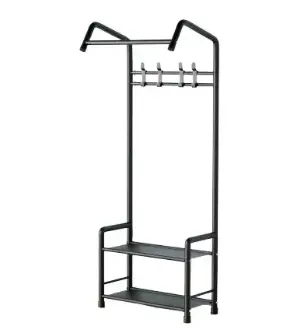 UB Cuier pentru hol cu 2 rafturi structura metalica stil industrial negru 60×32×166