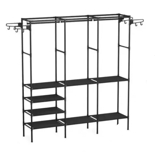 UB Dulap pliabil structura metalica rafturi multiple negru 162x43x173 cm