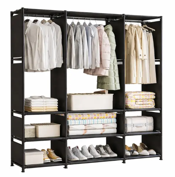 UB Dulap textil tip organizator haine cu rafturi si bara umerase 170x130x36