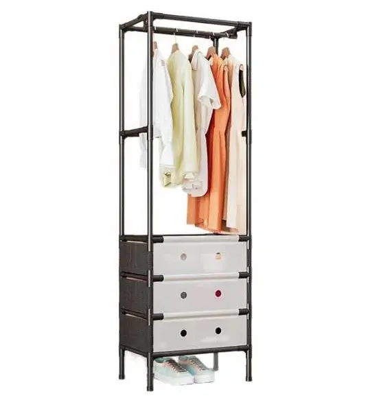UB Organizator haine cu 3 sertare si bara umerase 41x41x188 cm, Negru