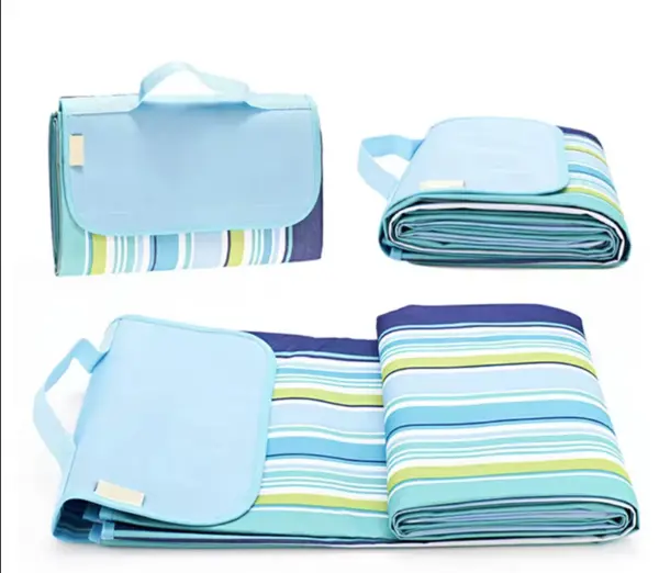 UB Patura de plaja/picnic tip geanta impermeabila cu dungi 130x150cm