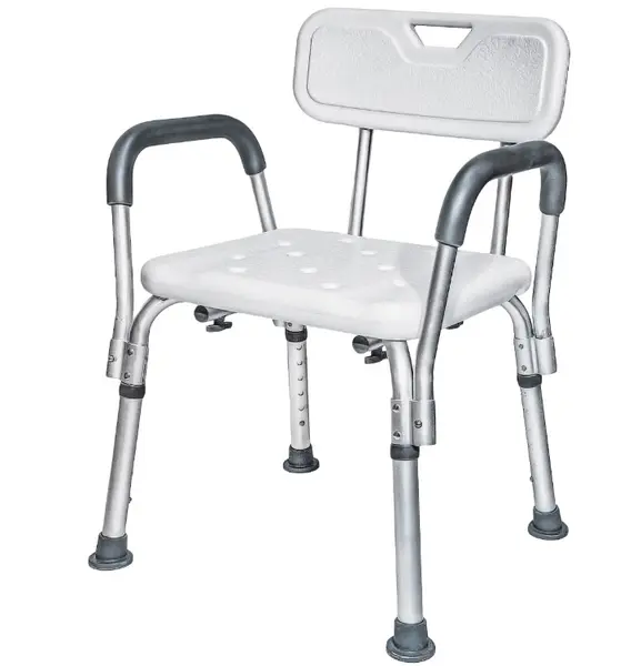 UB Scaun pentru baie cu suport brate ajustabil alb 57 x 46 x 70 / 84 cm