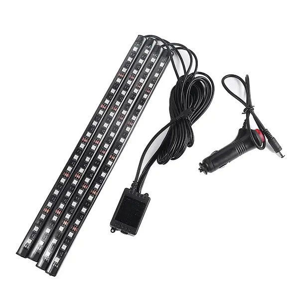 UB Set 4 benzi 12 LED cu lumina ambientale pentru auto si telecomanda RGB