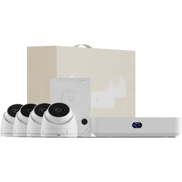 UBIQUITI Sistem NVR Ubiquiti UNVR-Instant-Kit, 4 camere G5 Turret Ultra, rezolutie 2K, HDD de 1TB, interfata 1 port GbE RJ45 uplink, 6 porturi GbE PoE RJ45 downlink