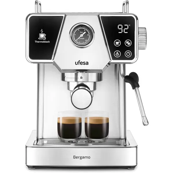 Ufesa Espressor manual Ufesa Bergamo, 20 bari, 1350 W, capacitate 1.8 l, Argintiu