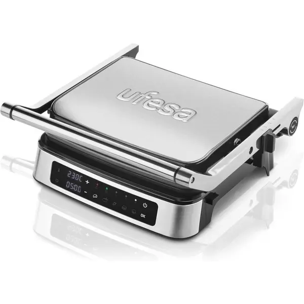 Ufesa Gratar electric Ufesa Everest 72105642, 2000 W, 5 programe, 3 niveluri de gatire, Inox