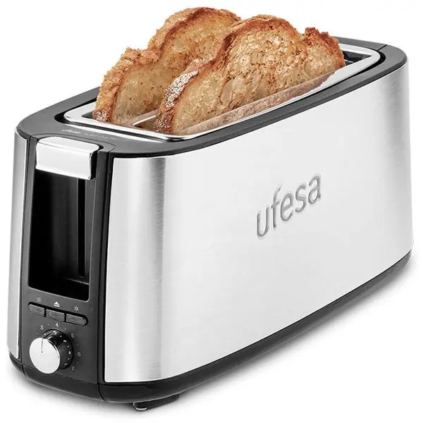 Ufesa Prajitor de paine UFESA Duo Plus, 800 W, Tava Firimituri, Design Compact, Argintiu