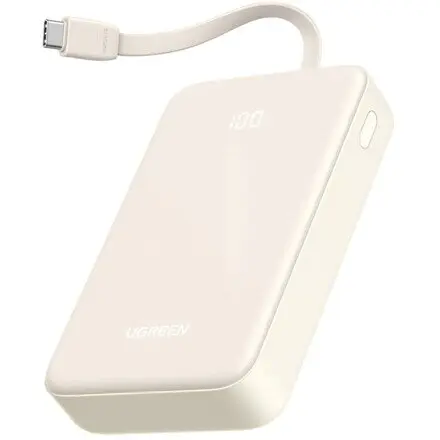 Ugreen Acumulator Extern Ugreen, PB561, 20 W, 20000 mAh, 1 x USB Type-C output-input, 1 x USB, 1 x USB Type-C cablu integrat, Alb, 35340 - 6941876233403