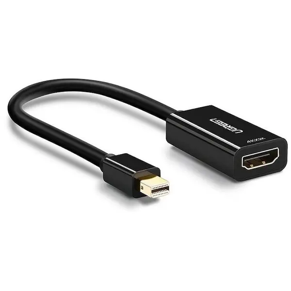 Ugreen Adaptor video UGREEN MD112, Mini DisplayPort tata - HDMI mama, 4K, 30Hz, 2 moduri, 25cm, Negru