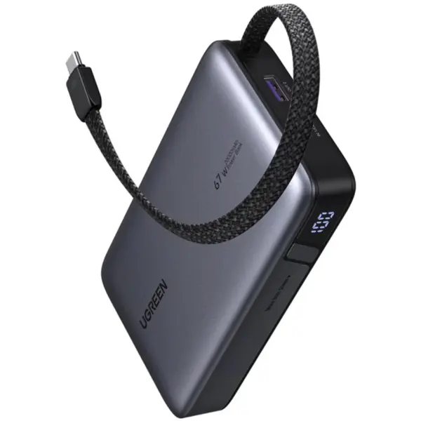 Ugreen Baterie externa Ugreen 20.000 mAh, 67W, QC+PD, 1x USB-A, 2xUSB-C, Gri
