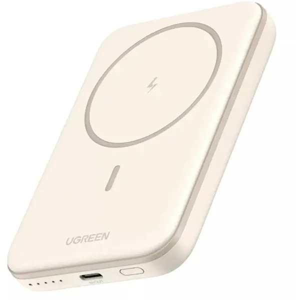 Ugreen Baterie externa Ugreen PB560, 5000mAh, 15W, magnetica, USB Type-C input/output, compatibila MagSafe, bej