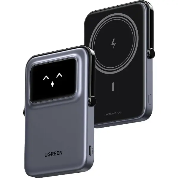 Ugreen Baterie Externa Wireless UGREEN PB571 Uno, 5000mAh, 20W, PD + FQI, 1 x QI - 1 x USB-C, Gri