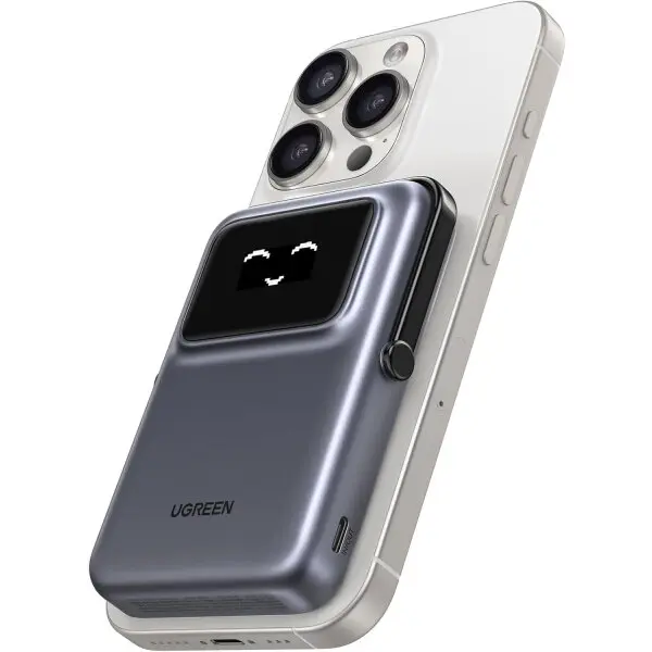 Ugreen Baterie Externa Wireless UGREEN PB572 Uno, 10000mAh, 20W, PD + FQI, 1 x QI - 1 x USB-C, Gri