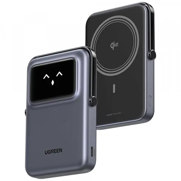 Ugreen Baterie Externa Wireless UGREEN PB764 Uno, 10000mAh, 20W, PD + FQI, 1 x QI - 1 x USB-C, Gri