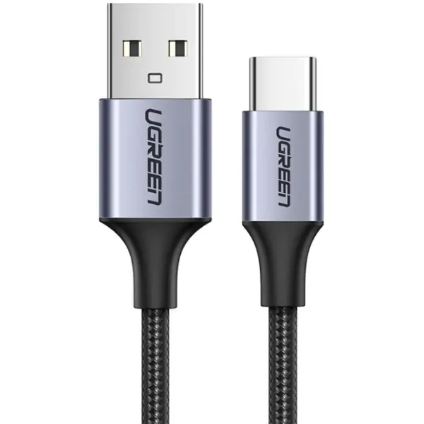 Ugreen CABLU alimentare si date Ugreen, US288, Fast Charging Data Cable pt. smartphone, USB la USB Type-C 3A, nickel plating, braided, 1.5m, negru