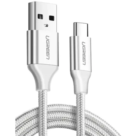 Ugreen CABLU alimentare si date Ugreen, US288, Fast Charging Data Cable pt. smartphone, USB la USB Type-C 3A, nickel plating, braided, 1.5m, alb