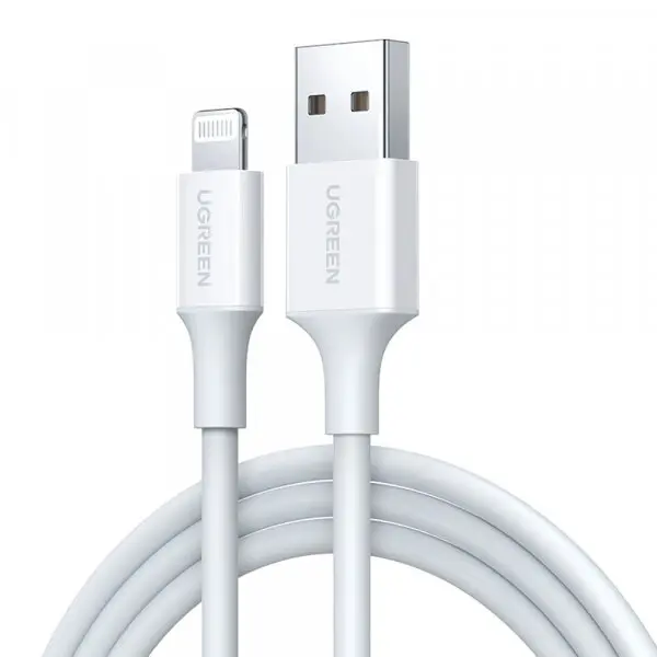 Ugreen Cablu Date si Incarcare USB-A - Lightning UGREEN US155 (20730), 18W, 2m, Alb