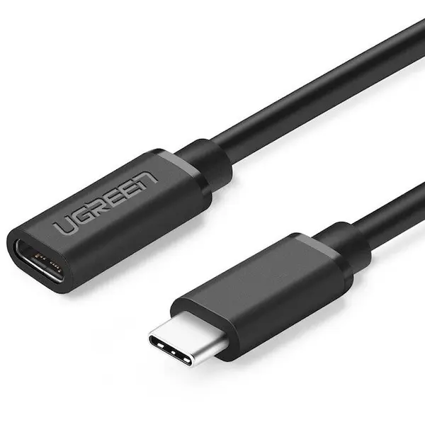 Ugreen Cablu Extender USB-C 3.2 Gen1 (T) la USB-C 3.2 Gen1 (M), Transfer Date 5 Gbps, Transfer Video 4K @60Hz, Ugreen ED008, Negru, 0.5m